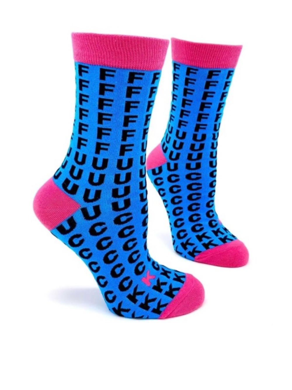 •FFFFFUUUCCCCCKK• Pink & Blue Funny Colorful Sarcastic Unisex Novelty Crew Socks